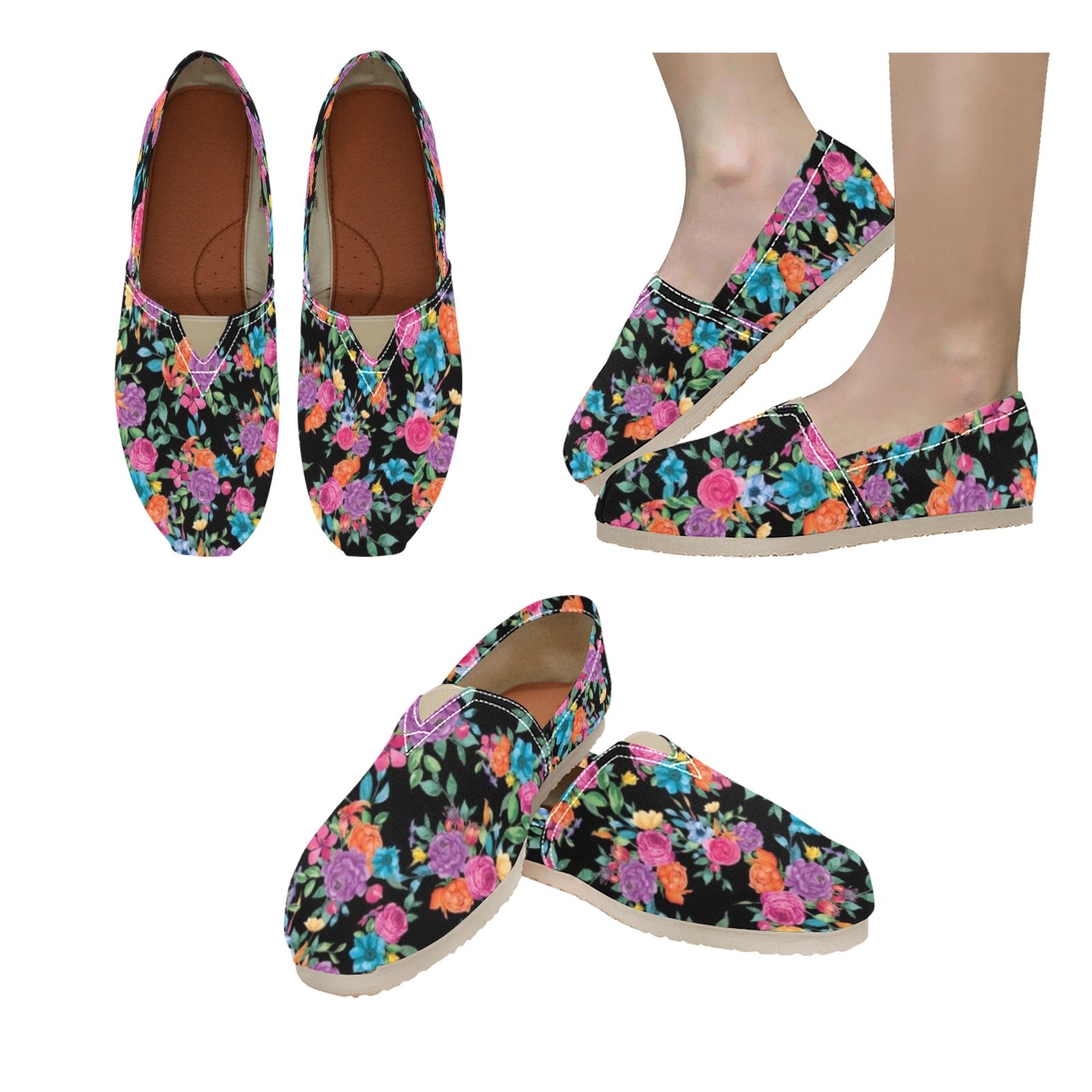 Bright Floral - Casual Canvas Slip-on Shoes