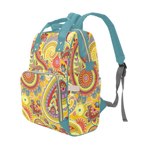 Yellow Paisley - Multi-Function Backpack Nappy Bag