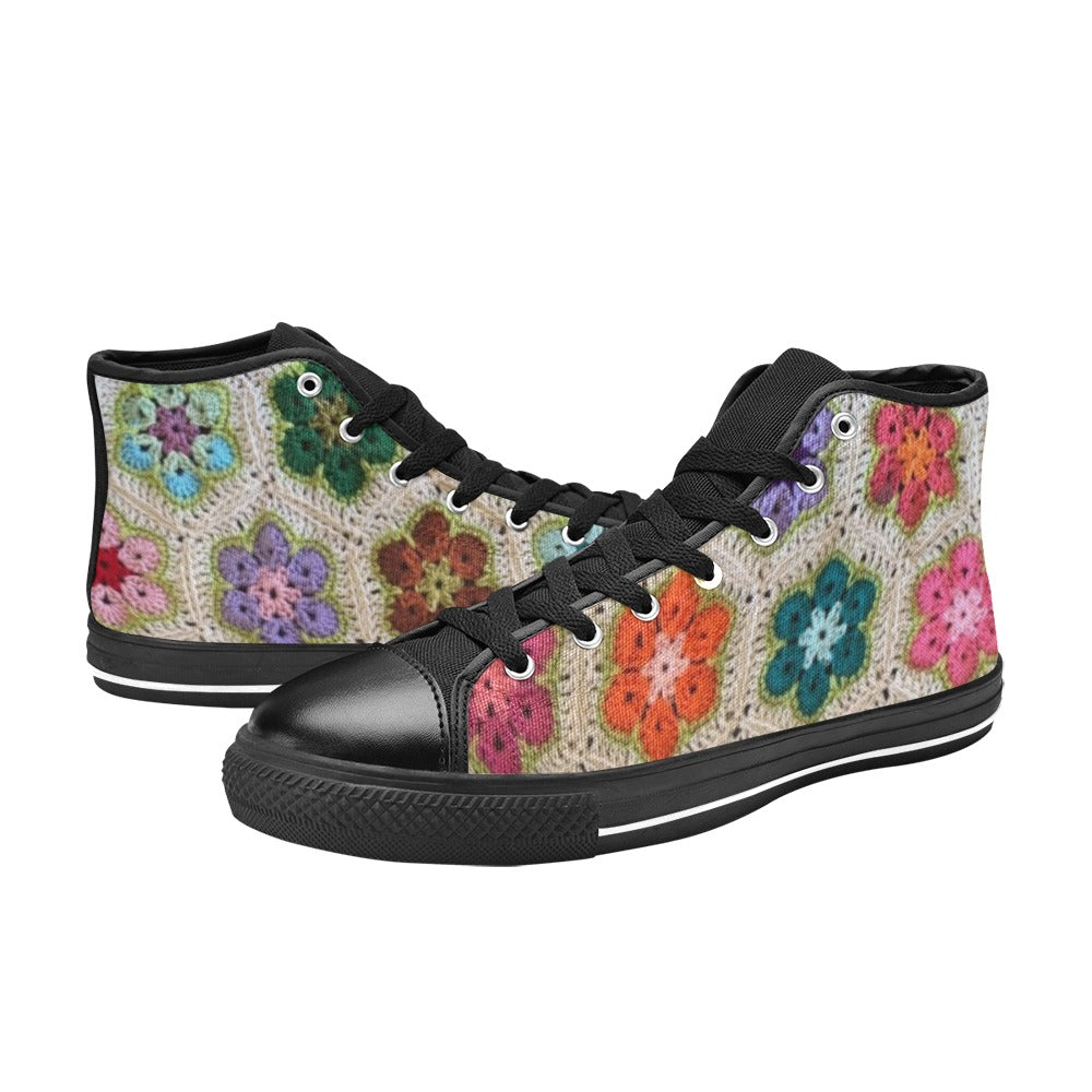 African Flowers Crochet - High Top Shoes