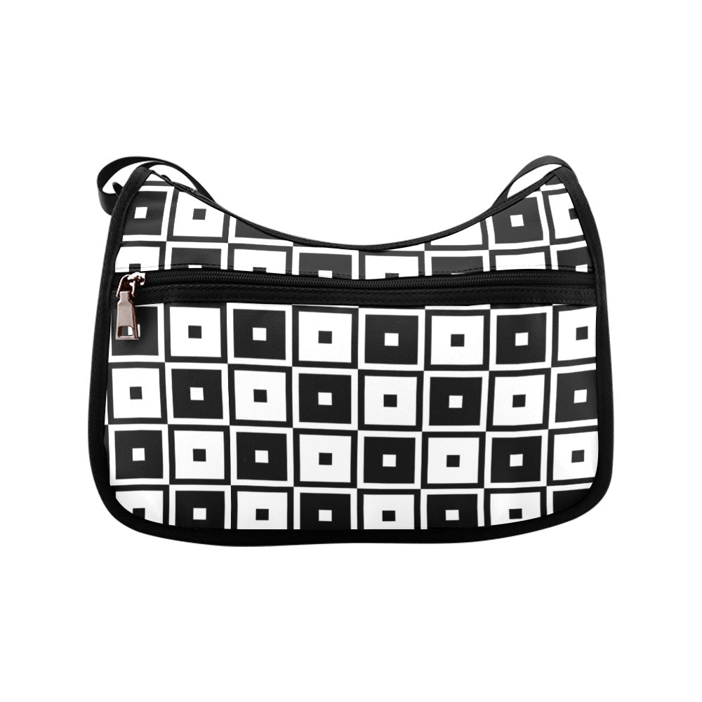 Black & White Squares - Crossbody Handbag