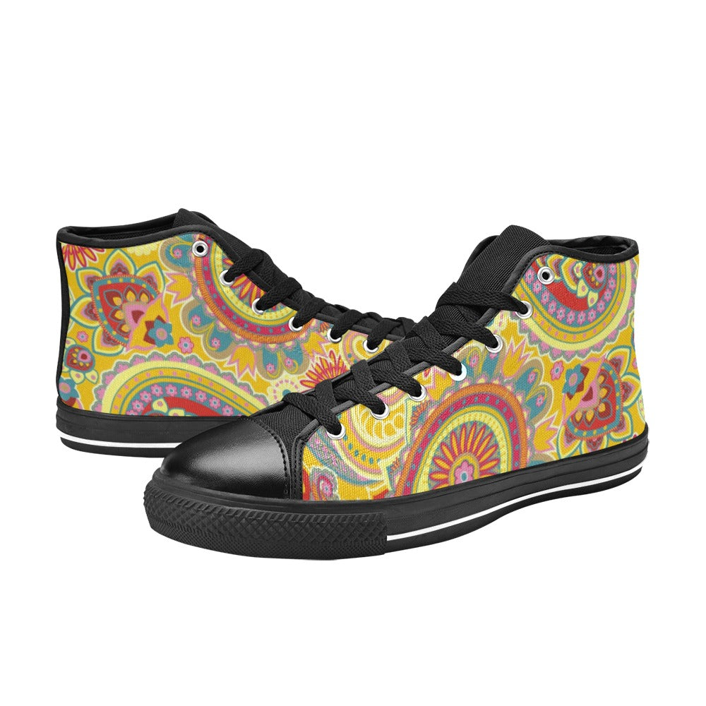 Yellow Paisley - High Top Shoes