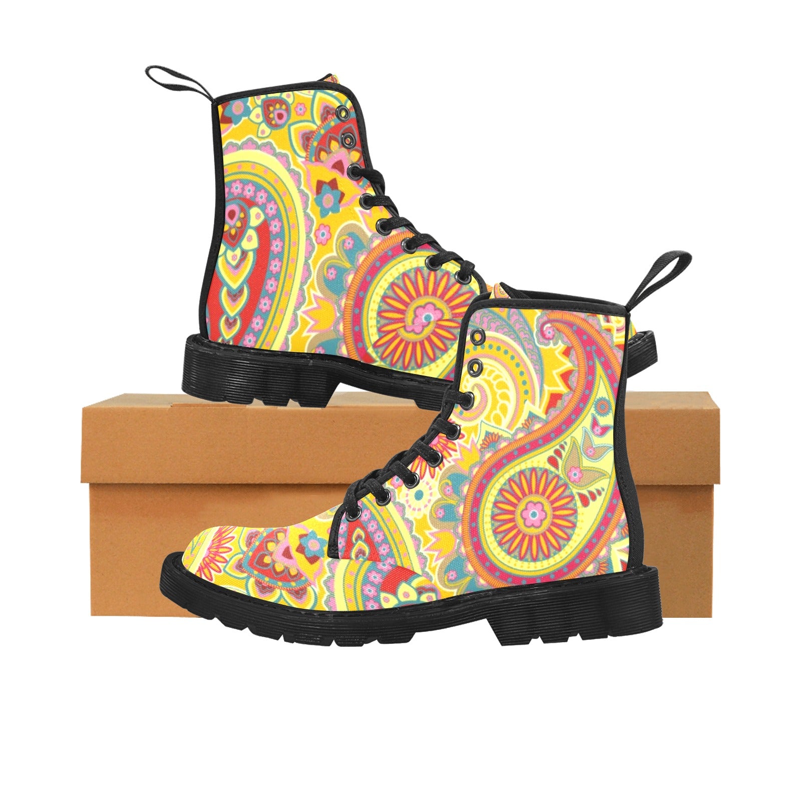 Yellow Paisley - Canvas Boots