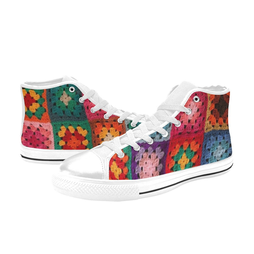 Crochet Granny Squares - High Top Shoes