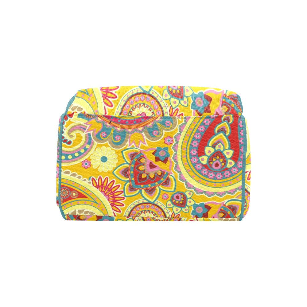 Yellow Paisley - Multi-Function Backpack Nappy Bag