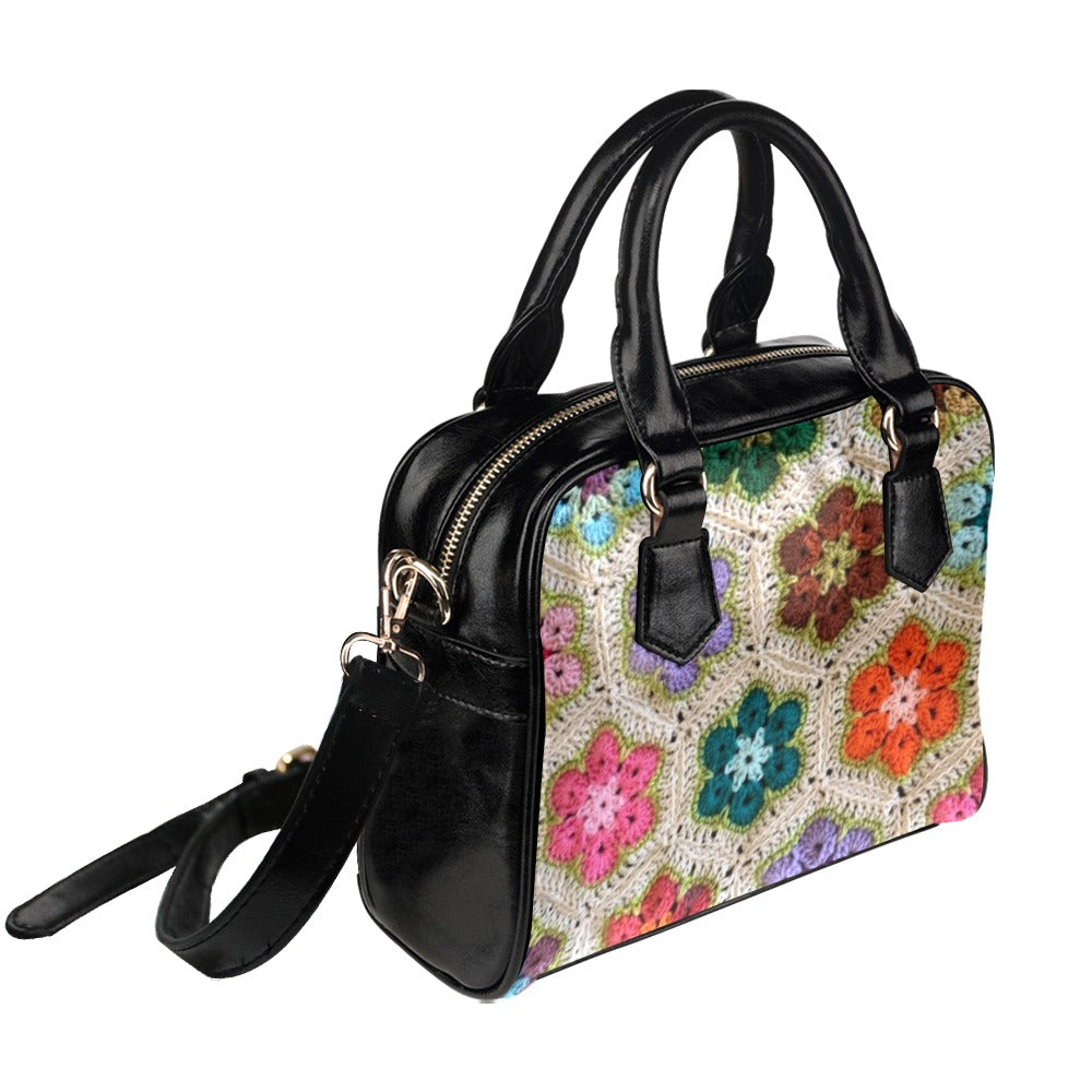 African Flowers Crochet - Shoulder Handbag