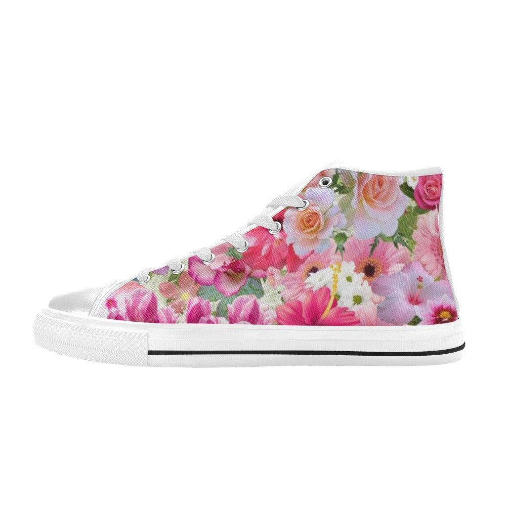 Pink Floral - High Top Shoes