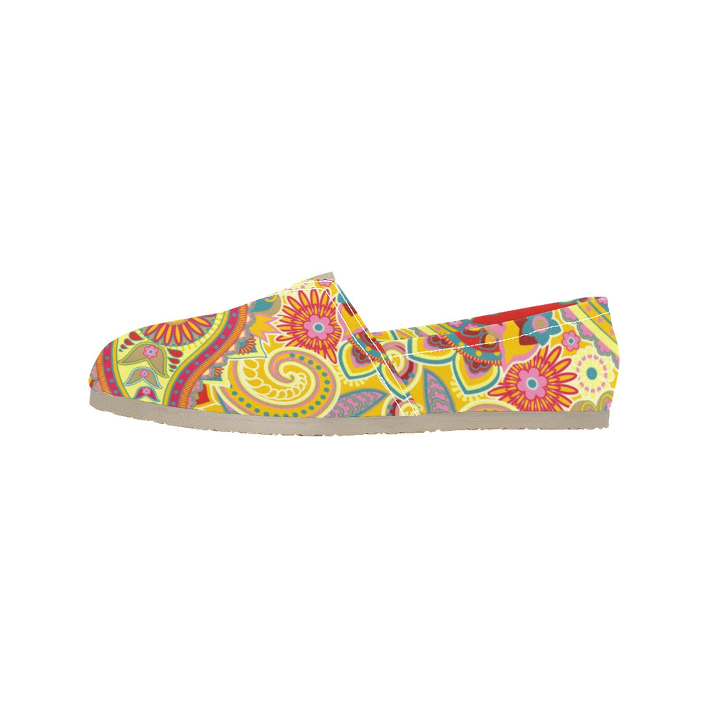 Yellow Paisley - Casual Canvas Slip-on Shoes