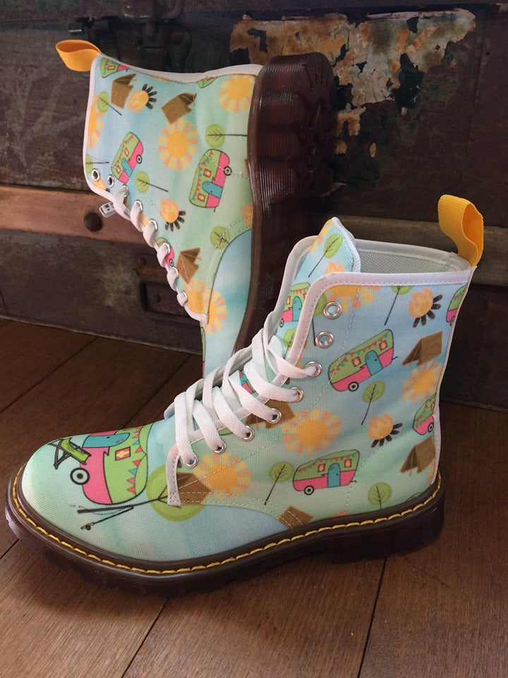 Happy Camper - Canvas Boots - Little Goody New Shoes Australia