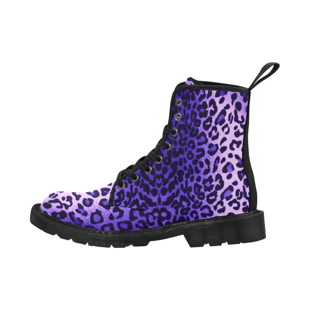 Leopard Purple - Canvas Boots - Little Goody New Shoes Australia