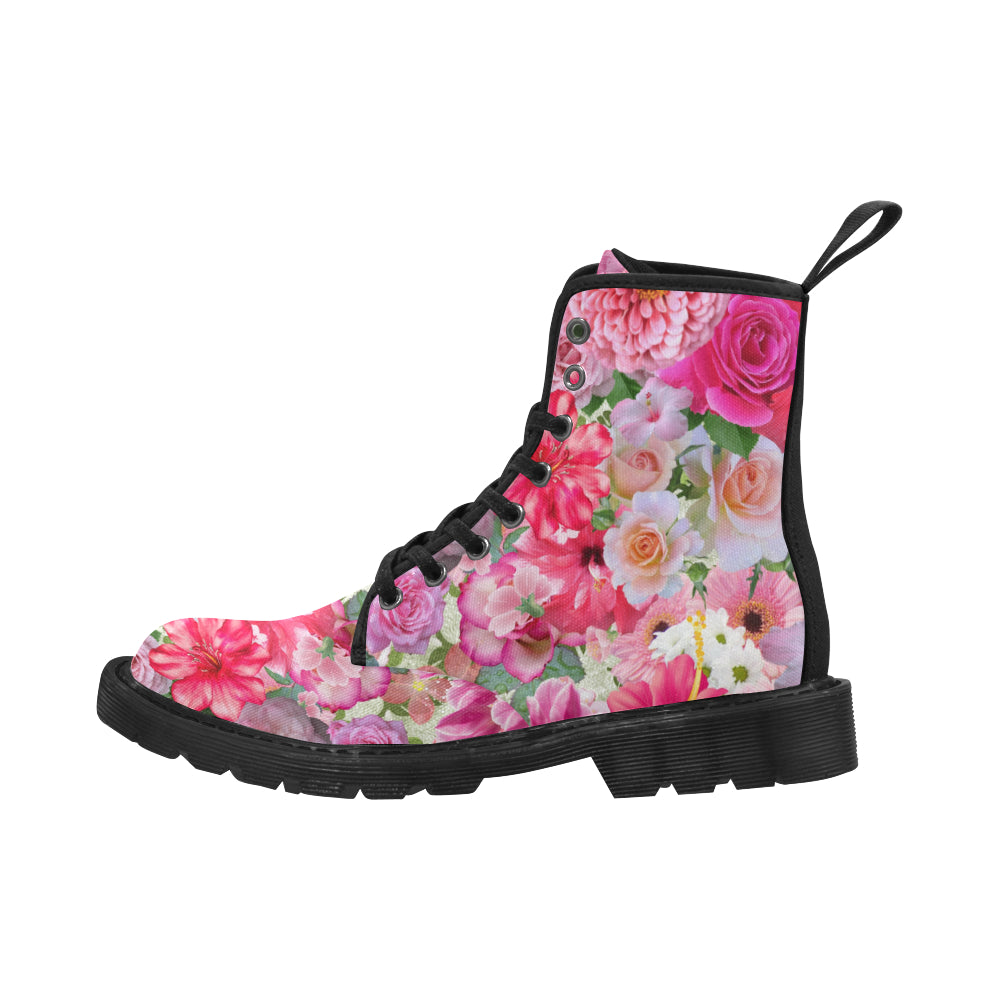 Pink Floral - Canvas Boots