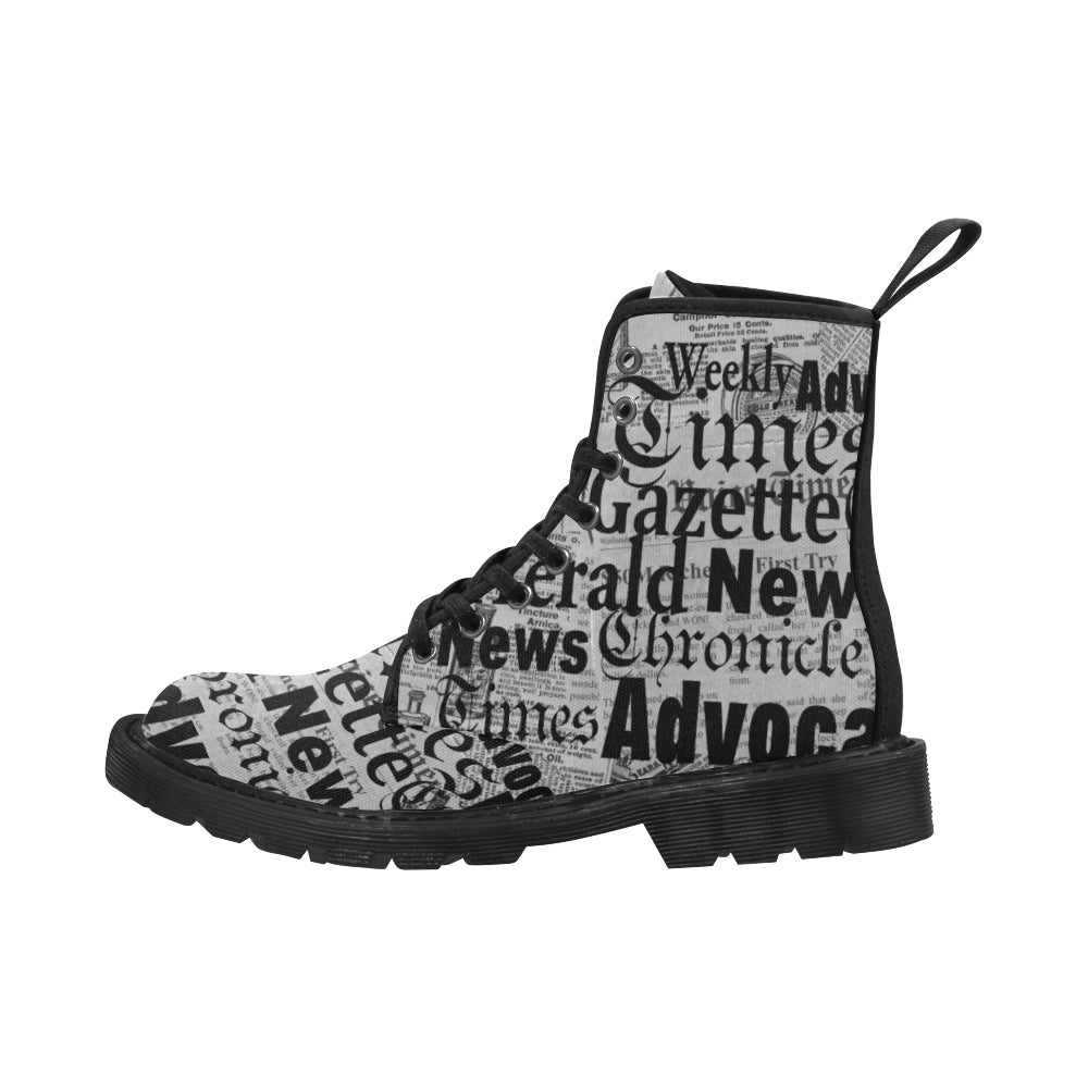 Newsprint - Canvas Boots - Little Goody New Shoes Australia