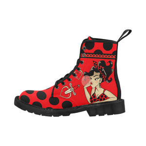 Rockabilly Red - Canvas Boots - Little Goody New Shoes Australia