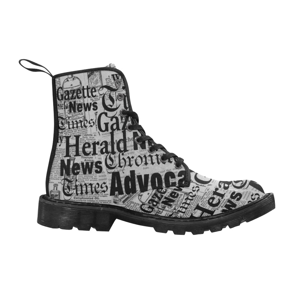Newsprint - Canvas Boots - Little Goody New Shoes Australia