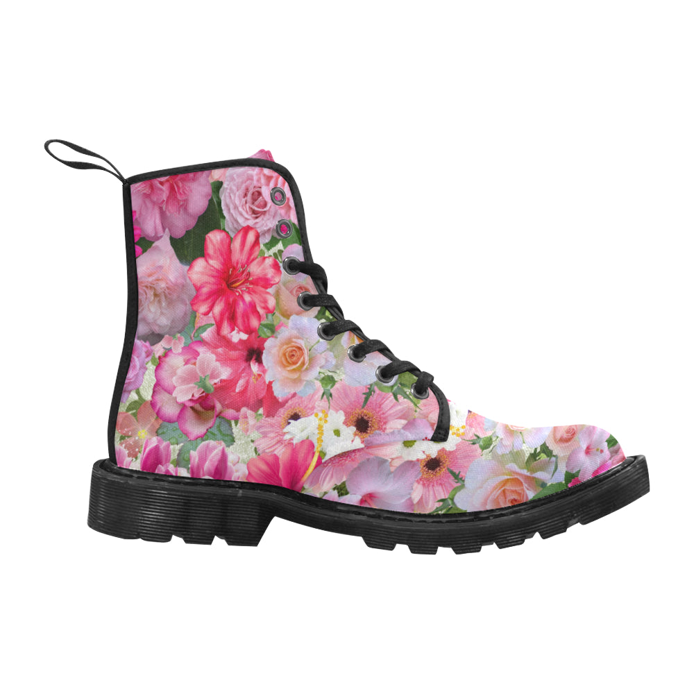 Pink Floral - Canvas Boots