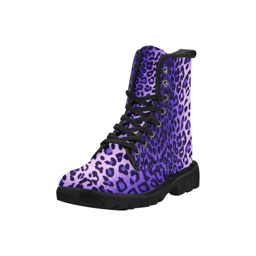 Leopard Purple - Canvas Boots - Little Goody New Shoes Australia