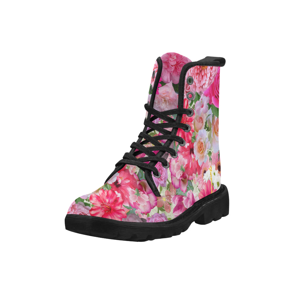 Pink Floral - Canvas Boots