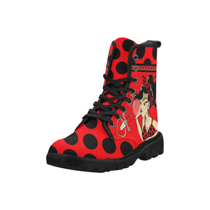 Rockabilly Red - Canvas Boots - Little Goody New Shoes Australia