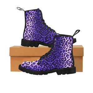 Leopard Purple - Canvas Boots - Little Goody New Shoes Australia